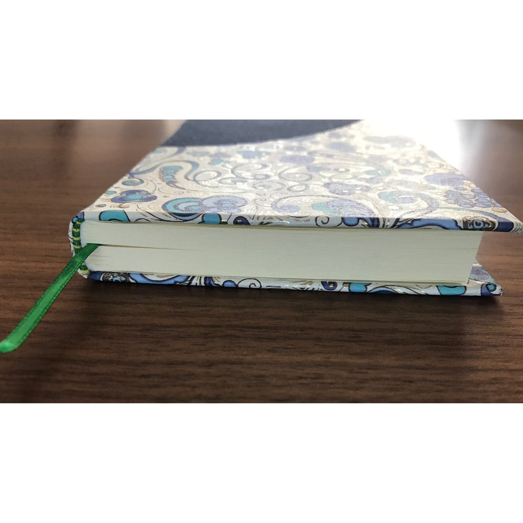 Notebook in Italian paper &amp; blue fabric. Black Sheep Handmade