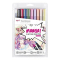 Set of 10 Dual Brush Markers for Manga Shojo. Tombow